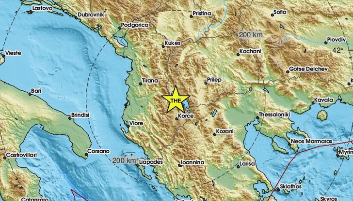 Епицентърът на труса е локализиран на 5,5 километра източно от град Охрид