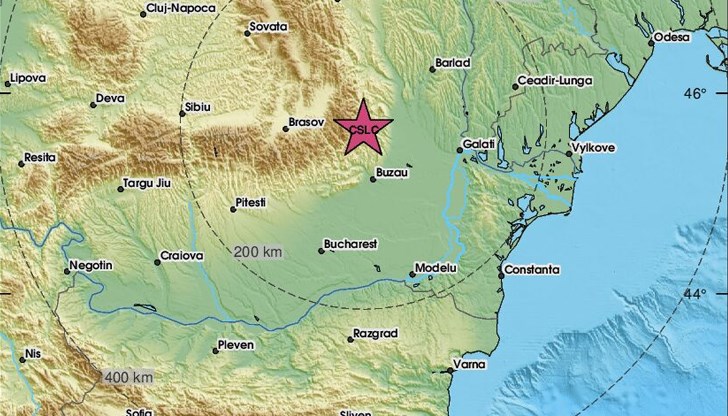 Трусът с магнитуд 4,1 по скалата на Рихтер е регистриран днес в 15:09 часа