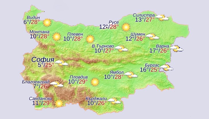 Слънчево време и приятни температури в цялата страна