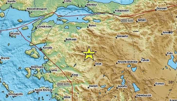 Земетресението е усетено в района на градовете Симав и Ушак Земетресението е усетено в района на градовете Симав и Ушак