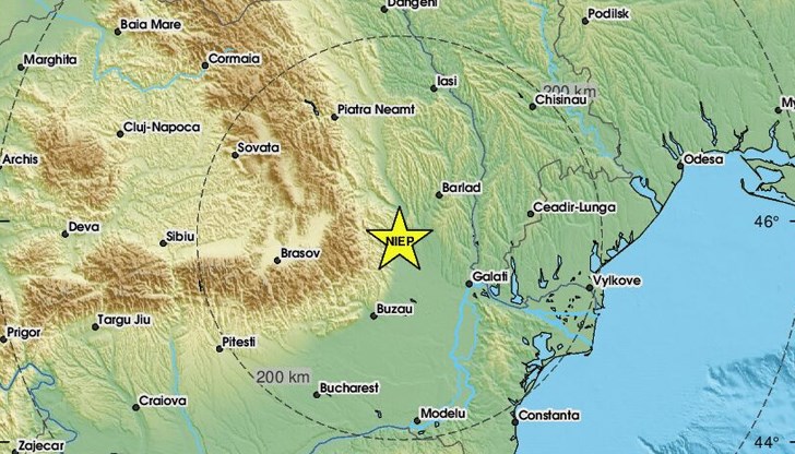 Трусът е регистриран днес в 18:43 часа Трусът е регистриран днес в 18:43 часа