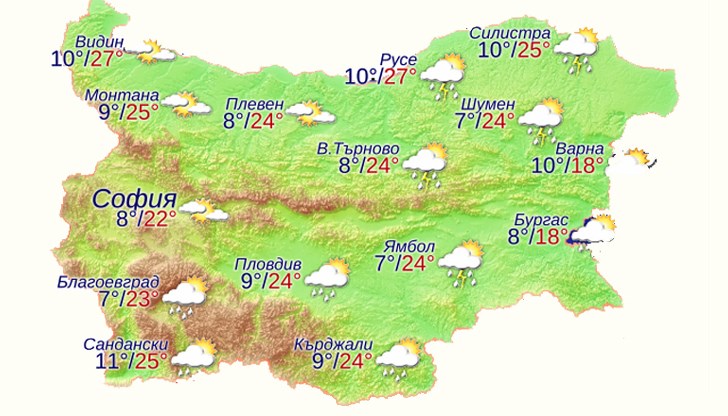 Температурите ще достигнат до 27 градуса, но следобедните валежи ще охладят времето Температурите ще достигнат до 27 градуса, но следобедните валежи ще охладят времето