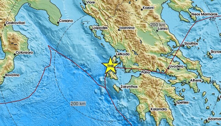 Трусът е локализирано на 111 километра от град Патра Трусът е локализирано на 111 километра от град Патра