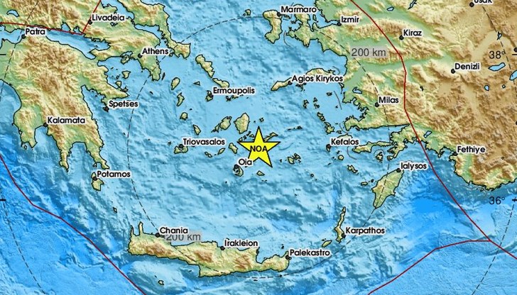 Трусът е регистриран на 5 километра дълбочина Трусът е регистриран на 5 километра дълбочина