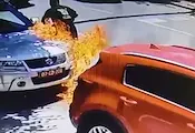 Кадри запечатаха палежа в Скопие Кадри запечатаха палежа в Скопие