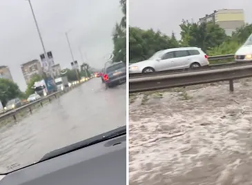 Воден капан затрудни трафика на булевард „България“ Воден капан затрудни трафика на булевард „България“